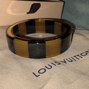 Louis Vuitton Black and Amber Striped Resin Bangle RARE